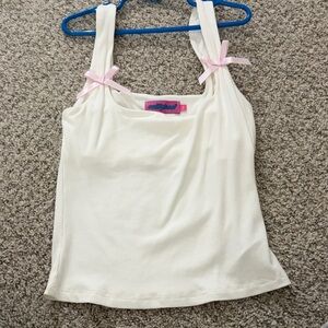 Edikted Cream Tank Top with Pink Bows